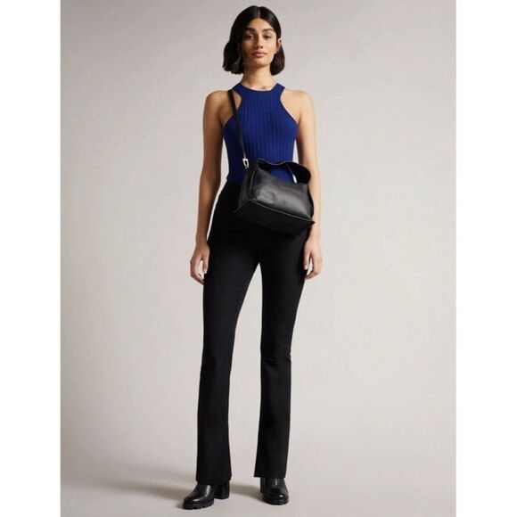 ted baker ribbed feoniix knit tank top solid Dark Blue Halter Small - Picture 3 of 8